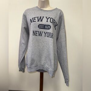 Jerzees (Large) Grey 'New York' Crewneck Sweatshirt